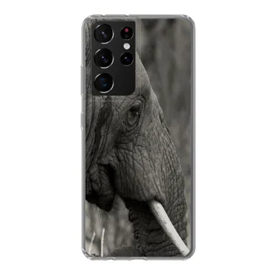 Produktbild von MuchoWow® Handyhülle Schutzhülle Hülle für Samsung Galaxy S21 Ultra Elefant - Tiere - Schwarz - Weiß Silikon Softcase Handy Hülle - Mobiltelefon