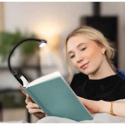 Zdjęcie produktu dla moses. libri_x Lampka biurkowa LED do czytania, wyposażona w 24 diody LED, z obrotową głowicą o kącie 360°, 3 regulowane tryby barwy światła, lampa zaciskowa z portem USB-C i wymienną baterią