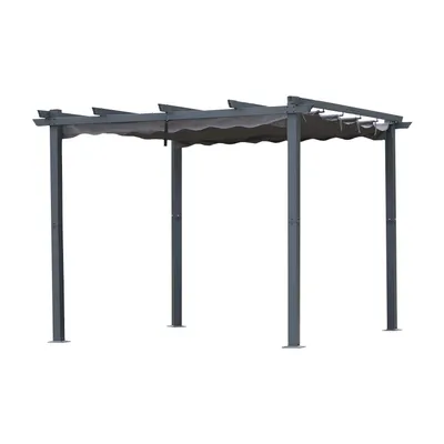Image de Pergola Angel Living en aluminium anthracite, tubes de toit en acier, toit réglable en polyester (3 x 3 m, gris)