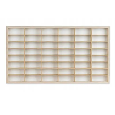 Zdjęcie produktu dla ArtTwist Witryna na modele samochodów – drewniana witryna kolekcjonerska  z 48 przegrodami – organizacja witryna na samochody Wisząca 59 cm x 32,5 cm x 4 cm – drewniana kaseta do dekoracji ściennych i organizacji (półka bez motywu)
