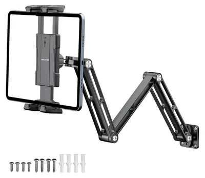 Produktbild von Tablet Wandhalterung Aluminium 5-13 Zoll verstellbar 360° drehbar für Küche Bad Fitnessraum
