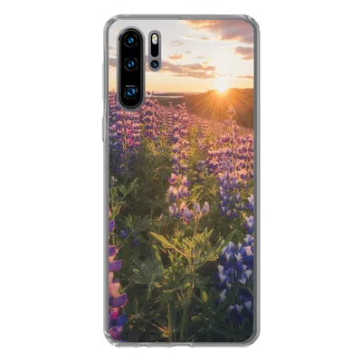 Produktbild von MuchoWow® Handyhülle Schutzhülle Hülle für Huawei P30 Pro Lupine - Sonne - Lila Silikon Softcase Handy Hülle - Schutzdeckel