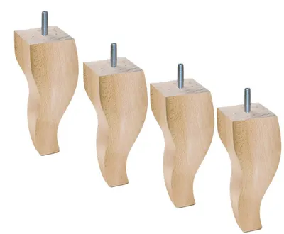 4 Holzfüße für Lattenrost, natur lackiert, 5,5 x 5,5 x 18 cm