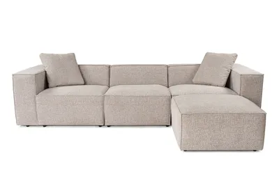 Produktbild von Hanah Home, Ecksofa Mocha, 303 x 193 x 65 cm | 100% Hornbeam-Rahmen, 100% Leinen, 32 DNS Schaumstoff | Inkl. 2 Kissen, Elegantes Design für modernes Wohnen.