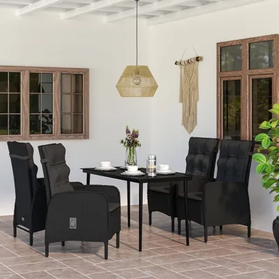 Produktbild von The Living Store 5-tlg. Garten-Essgruppe mit Kissen Schwarz