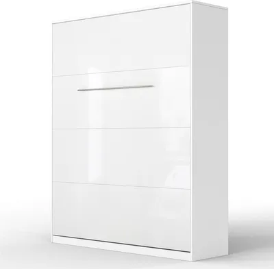 Produktbild von SMARTBett Schrankbett Standard  Weiss/Weiss Hochglanzfront 160 Vertikal