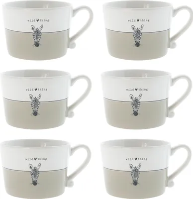 Produktbild von 6er Set Tassen, Becher WILD THING TITANE mit Zebra 300ml Bastion Collections