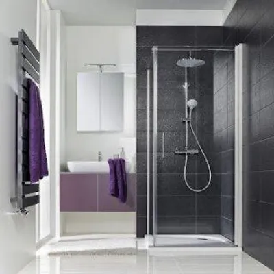 Produktbild von HSK 153080-4-1640 Favorit Nova Seitenwand zu Drehtür 800x1950mm Weiß Linea 01 Edelglasbeschichtung