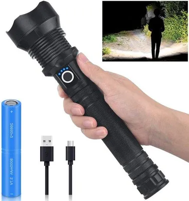 Obrázek produktu pro LED svítilna s výkonem 9000 lumenů, dobíjecí přes USB, výdrž baterie 8–12 hodin