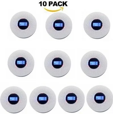 A collection of 10 carbon monoxide detectors arranged in a grid.