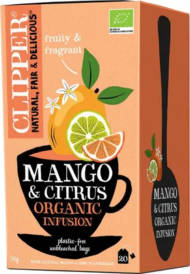 HERBATKA O SMAKU MANGO I OWOCÓW CYTRUSOWYCH BIO (20 x 1,8 g) 36 g - CLIPPER