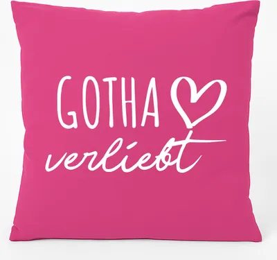 Produktbild von Huuraa Kissen Gotha verliebt 40x40cm mit Füllung Fuchsia Baumwolle Dekokissen Geschenkidee