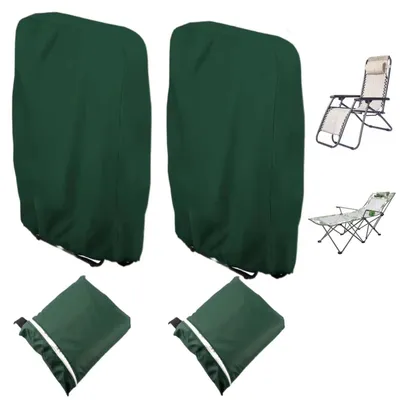 Image de Housse de protection pour chaises de jardin - Lot de 2 housses imperméables pour chaises pliantes, tissu Oxford 210D, dimensions 110x71x34 cm