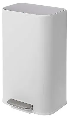 Imagen del producto de Contenedor de residuos para la cocina con tapa de cierre suave. Cubo de basura de acero inoxidable con pedal y cubo interior extraíble. Contenedor de residuos rectangular con pedal