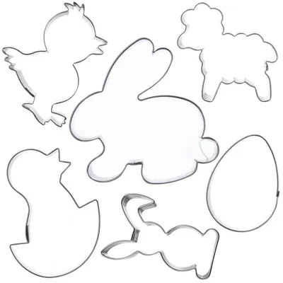 Produktbild von Orion | Osterausstecher 6er Set - Osterei, Hase 10 cm, Lamm & Küken - Edelstahl