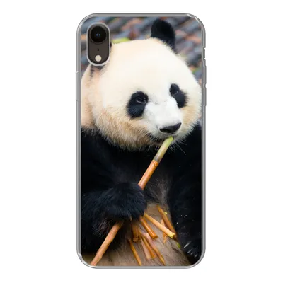 Produktbild von MuchoWow® Handyhülle Schutzhülle Hülle für iPhone XR Großer Panda - Bambus - Blätter Silikon Softcase Handy Hülle - Schutzdeckel