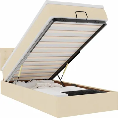 Obrázek produktu pro vidaXL Osmanská postel s matrací a LED diodami krémová 100x200 cm látka