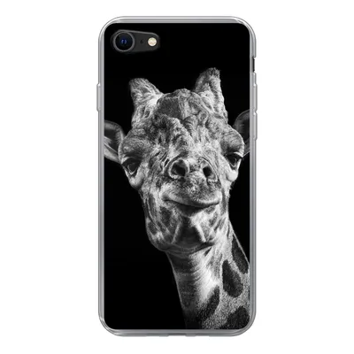 Produktbild von MuchoWow® Handyhülle Schutzhülle Hülle für iPhone SE 2022 Giraffe - Tier - Schwarz - Weiß Silikon Softcase Handy Hülle - Schutzhülle