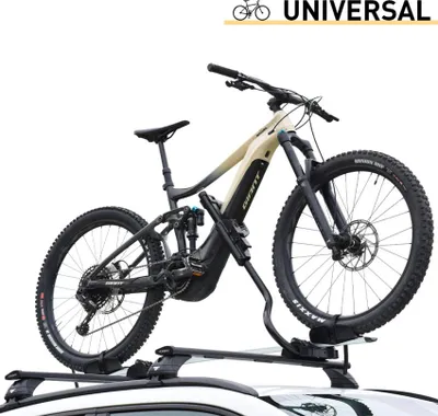 Produktbild von Universeller Fahrradträger aus Stahl mit Diebstahlsicherung für Autodachträger Pesio