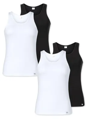 Produktbild von ELLE Damen Tanktop 4-Pack ELLE SUPER SOFT - weiß, schwarz - Größe XL