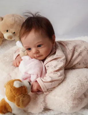 Reborn Baby Puppe Mädchen 48 cm, weicher Körper, lebensecht