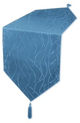 Produktbild von Tischläufer blau hell 30x160 cm Damast Streifen Tischband modern Tischdecke Mitteldecke