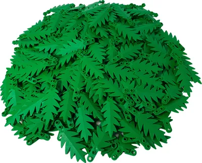A pile of green LEGO plant leaves.