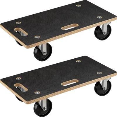 Immagine prodotto di Wiltec 2x ruote da trasporto 575 x 290 x 144 mm con portata di 300 kg per ogni ruota, tavola in legno con 4 ruote piroettanti
