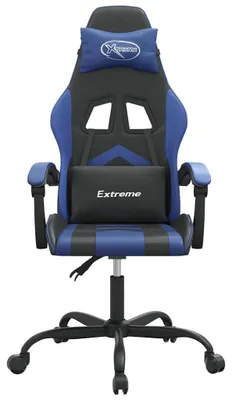 Image de vidaXL Chaise de jeu noir et bleu similicuir