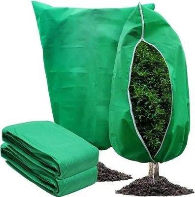 Productafbeelding van Famanu beschermzak voor planten in de winter - ademend, scheurbestendig, herbruikbaar, met rits en trekkoord