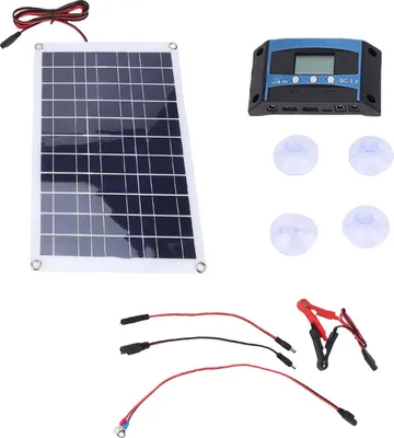 Immagine prodotto di Kit controller per pannello solare 40 W monocristallino con carica MPPT per camper, roulotte, trattori e imbarcazioni