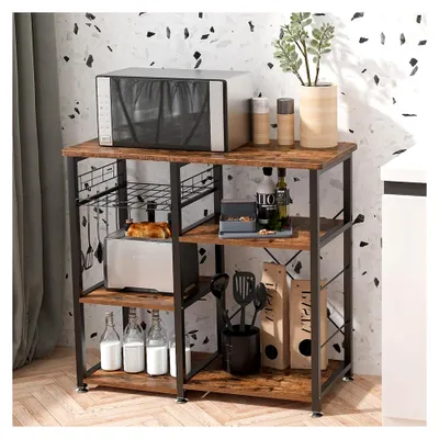 Produktbild von Küchenregal Bäcker Regal Standregal mit 3 Ablagen, Schwarz 90 * 40 * 83 cm