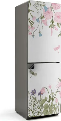 Zdjęcie produktu dla Kwiatowy wzór z owadami - Magnetyczna osłona lodówki - Magnetyczna folia dekoracyjna do kuchni - Magnetyczna dekoracja lodówki - Samoprzylepna tablica magnetyczna - Folia magnetyczna na drzwi lodówki - 60x190 cm