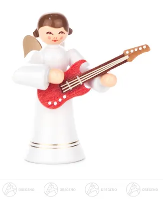 Produktbild von Engel mit E-Gitarre, langer Rock, farbig  Höhe ca 6 cm NEU