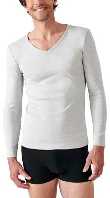 Productafbeelding van Damart heren langarmshirt met V-hals, warmteniveau medium 3. Thermisch ondergoed