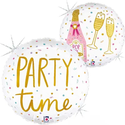 Produktbild von 18"/Ø46cm Folienballon "Party time" Holografisch