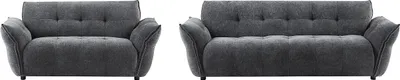 Produktbild von Sofa 3-Sitzer & 2-Sitzer - melierter Stoff - Grau Anthrazit - NAPIZO