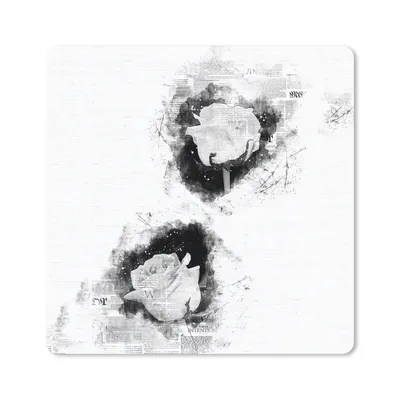 Produktbild von MuchoWow® Mauspad Mousepad Rosen - Blumen - Rauch - Zeitungspapier - Schwarz - Weiß 20x20 cm - Mousepads - Maus Mat - Pad - Mausunterlage - Desk Mat - Bureauartikeln