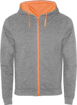 Image de Roly SU1105 | Sweat-Jacket Fuji pour homme, fil slub - Couleur : Heather Grey 58/Fluor Orange 223 - Taille : L