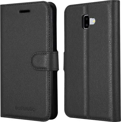 Obrázok produktu pre Cadorabo puzdro pre Samsung Galaxy J6 PLUS ochranný kryt v čiernej farbe puzdro na mobilný telefón kryt magnetické zatváranie