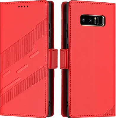 Image de Etui pour Samsung Galaxy Note 8, étui portefeuille en cuirPolyuréthaneavec fente pour carte et fonction stand Rot