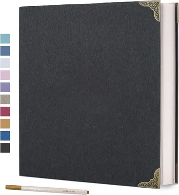 Productafbeelding van Zelfklevend fotoalbum, hardcover, 60 pagina's, met 3 ringbanden, geschikt voor scrapbooking, afmetingen 30x30 cm, kleur zwart