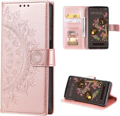 Produktbild von Hülle für Google Pixel 6 Handyhülle Tasche Flip Case Cover Etui Mandala Rosegold