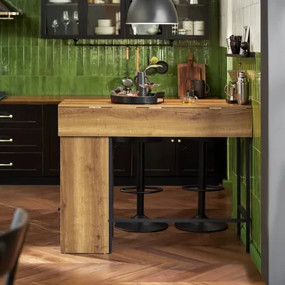 Produktbild von SoBuy FWT98-PF Bartisch Esstisch mit erweiterbarer Arbeitsfläche  Esszimmer Balkontisch Küchentisch Bistrotisch Stehtisch Bartresen Balkontisch im Industrie-Design BHT ca.: 120x95x(45+18) cm