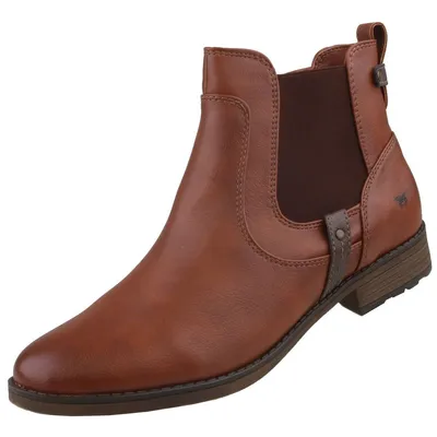 Produktbild von Mustang Damen Kunstleder Winter Stiefeletten in cognac, 11 cm Schafthöhe, Fleecefutter
