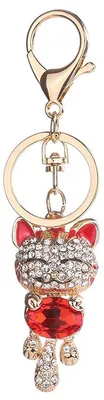 Produktbild von Strass-Schlüsselanhänger in Elefantenform, Schlüsselring aus Legierung, Taschenverzierung (Rot)