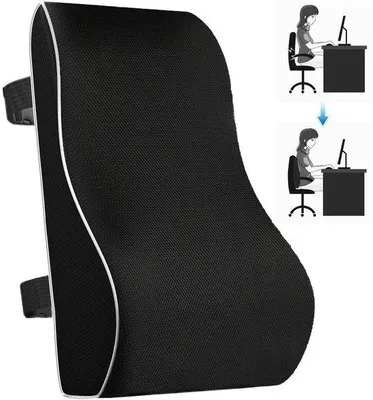 Obrázek produktu pro Ibenzoa® Ergonomická bederní opěrka z paměťové pěny – podpora pro bederní páteř pro kancelář, auto a invalidní vozík, šetrná k pokožce, antistatická, s pratelným potahem