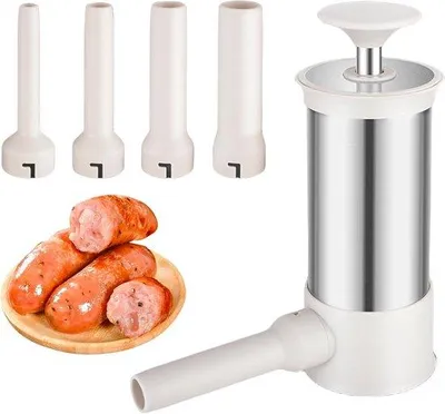 Produktbild von Handvollrohr für Selbstgemachte Würstchen – Edelstahl mit 4 Füllrohren