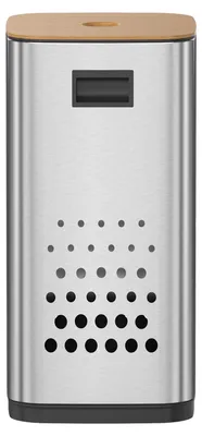 Produktbild von Luzzo® Edelstahl Wäschekorb Chrom poliert 50 Liter mit Bambusdeckel
