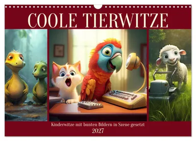 Produktbild von Coole Tierwitze (Wandkalender 2027 DIN A3 quer), CALVENDO Monatskalender